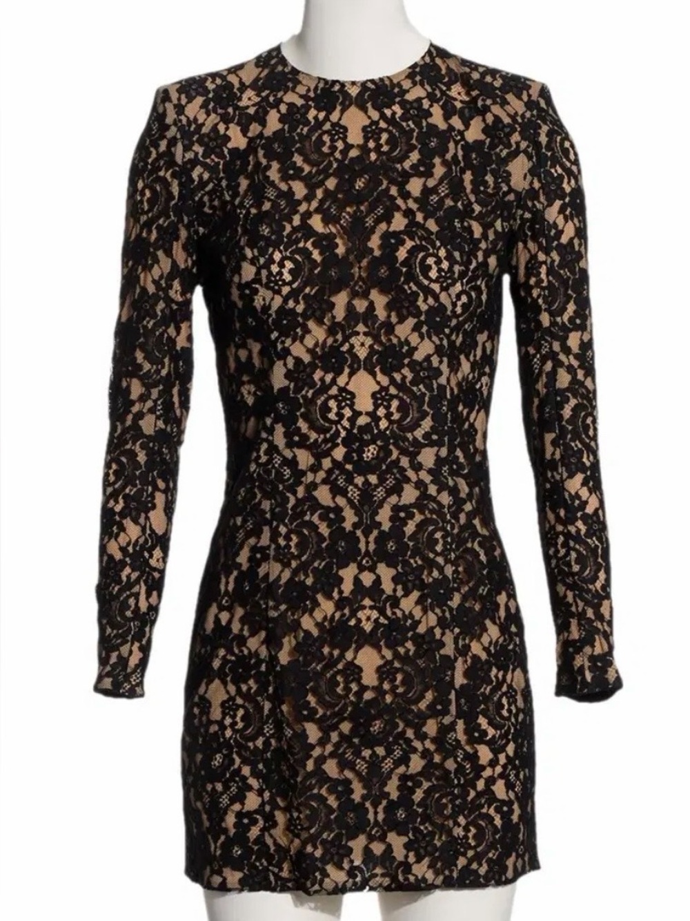 Balmain Paris Black Lace Mini Dress Gold Lion Buttons FR 42